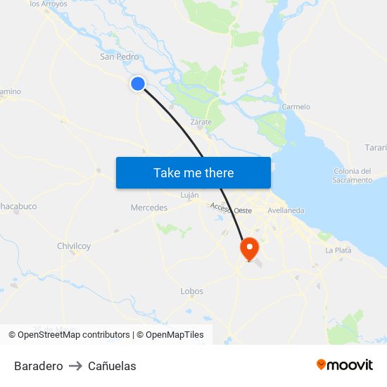 Baradero to Cañuelas map