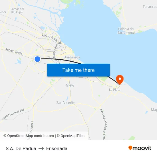 S.A. De Padua to Ensenada map