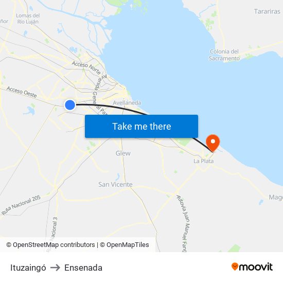 Ituzaingó to Ensenada map