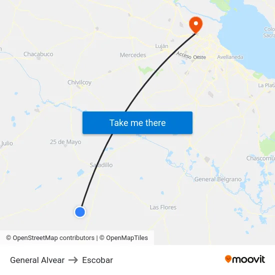 General Alvear to Escobar map
