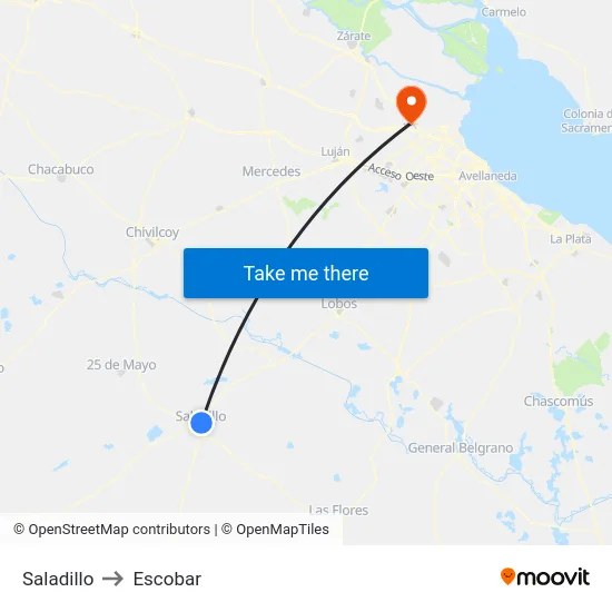 Saladillo to Escobar map