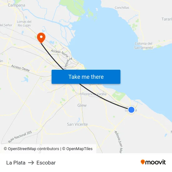 La Plata to Escobar map