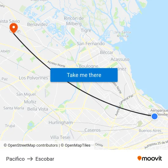 Pacifico to Escobar map