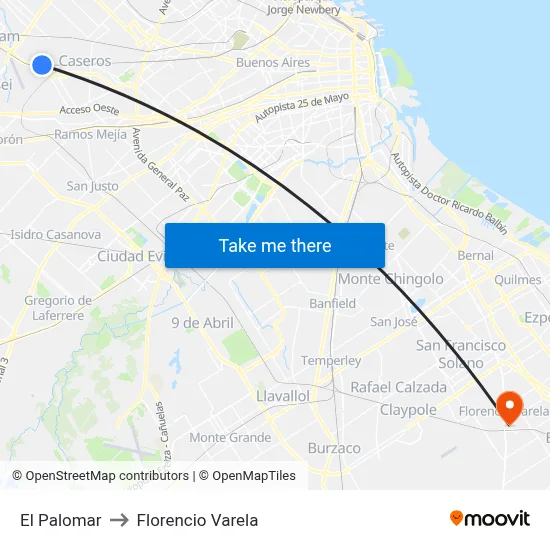El Palomar to Florencio Varela map