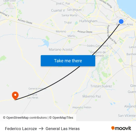Federico Lacroze to General Las Heras map