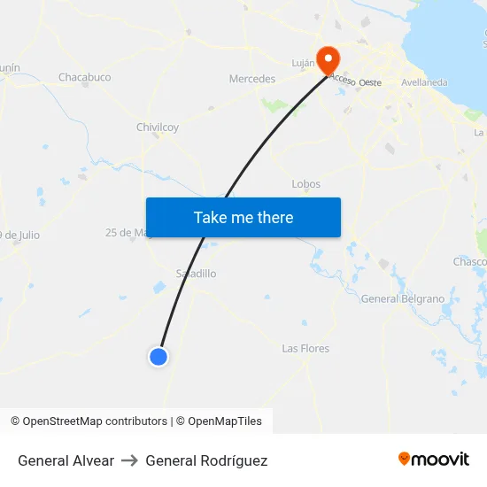 General Alvear to General Rodríguez map