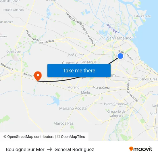 Boulogne Sur Mer to General Rodríguez map