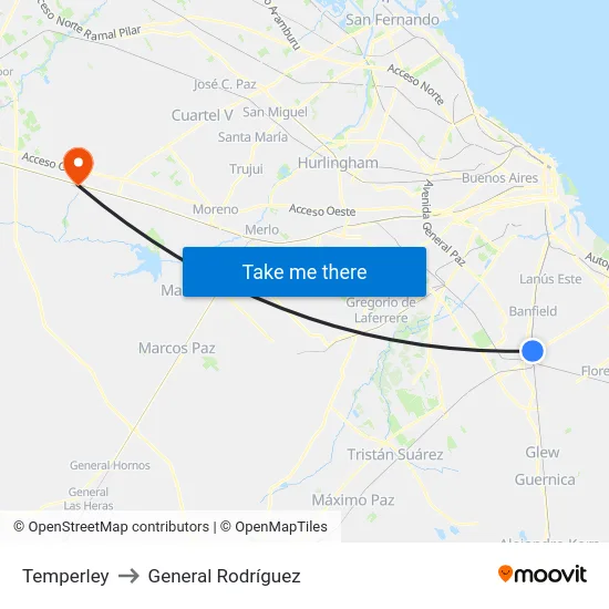 Temperley to General Rodríguez map