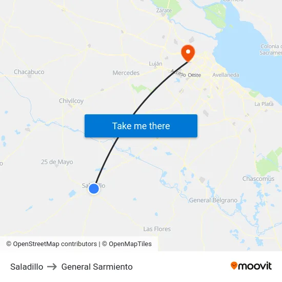 Saladillo to General Sarmiento map