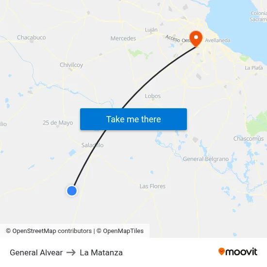 General Alvear to La Matanza map