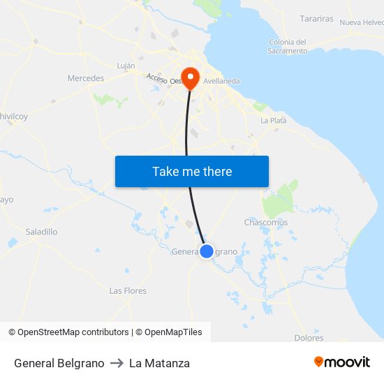 General Belgrano to La Matanza map