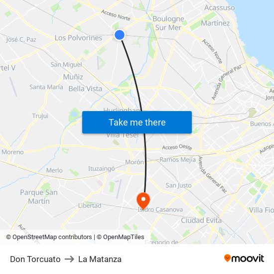 Don Torcuato to La Matanza map