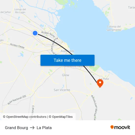 Grand Bourg to La Plata map