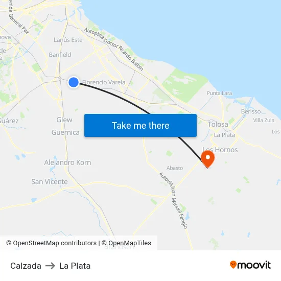 Calzada to La Plata map