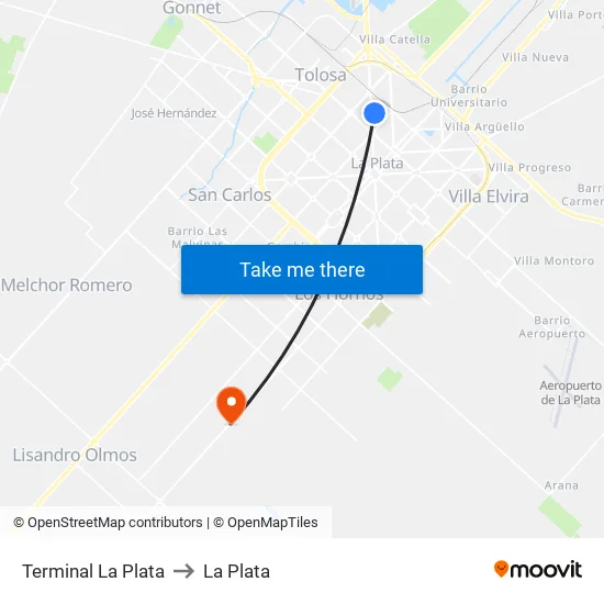 Terminal La Plata to La Plata map