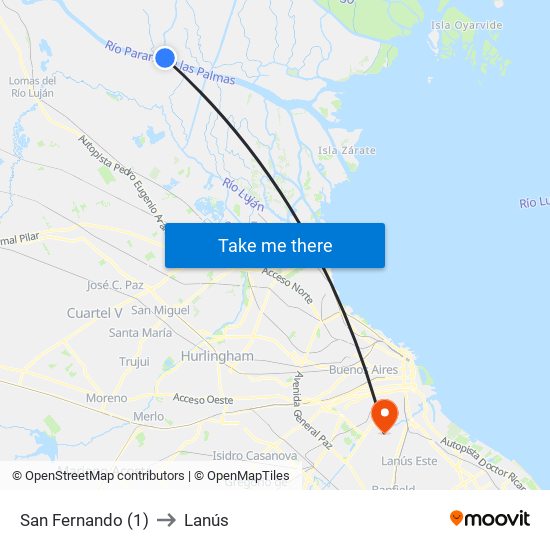 San Fernando (1) to Lanús map