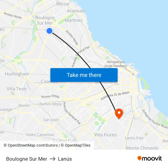 Boulogne Sur Mer to Lanús map