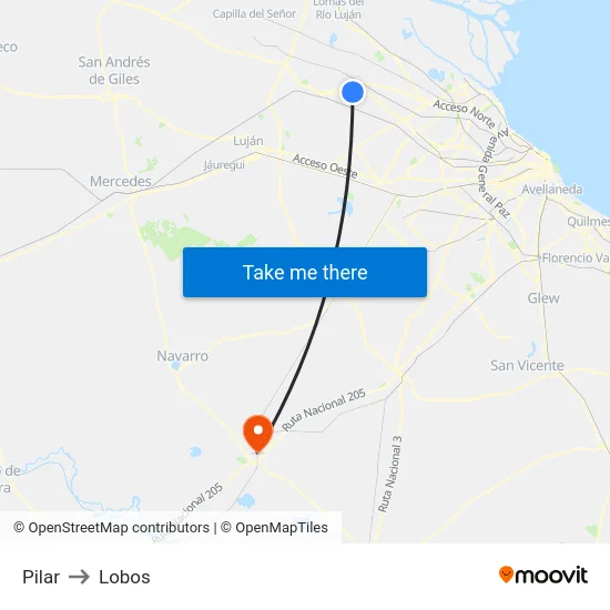 Pilar to Lobos map