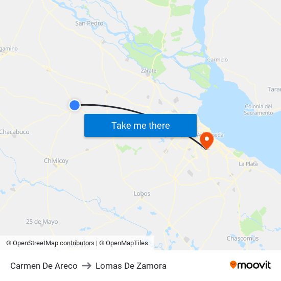 Carmen De Areco to Lomas De Zamora map