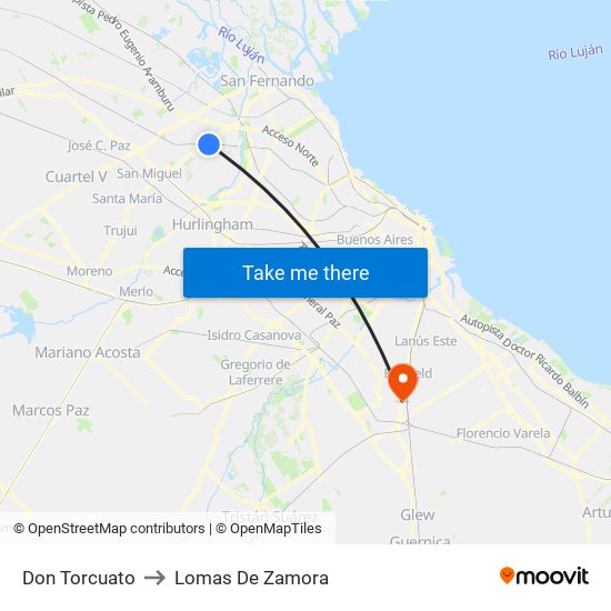 Don Torcuato to Lomas De Zamora map