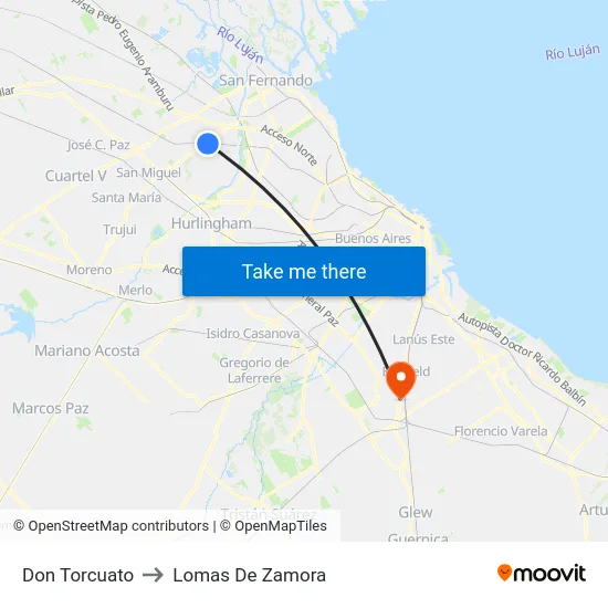 Don Torcuato to Lomas De Zamora map