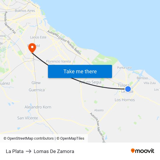 La Plata to Lomas De Zamora map