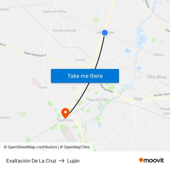 Exaltación De La Cruz to Luján map