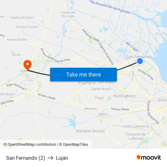 San Fernando (2) to Luján map