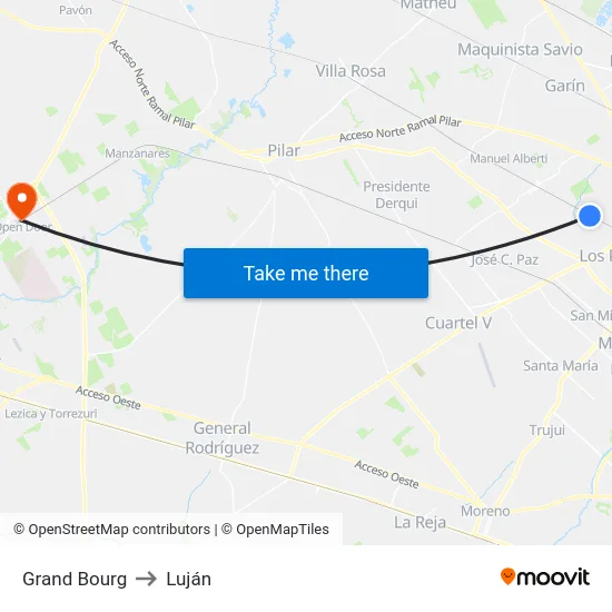 Grand Bourg to Luján map
