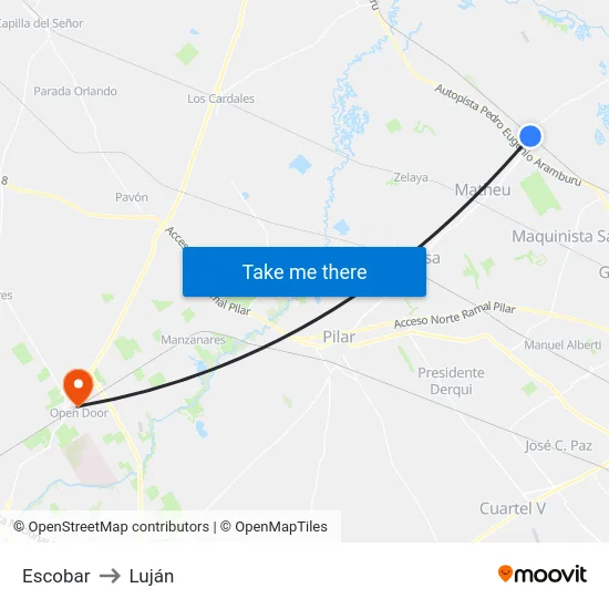 Escobar to Luján map