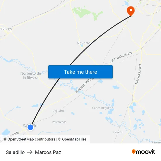 Saladillo to Marcos Paz map