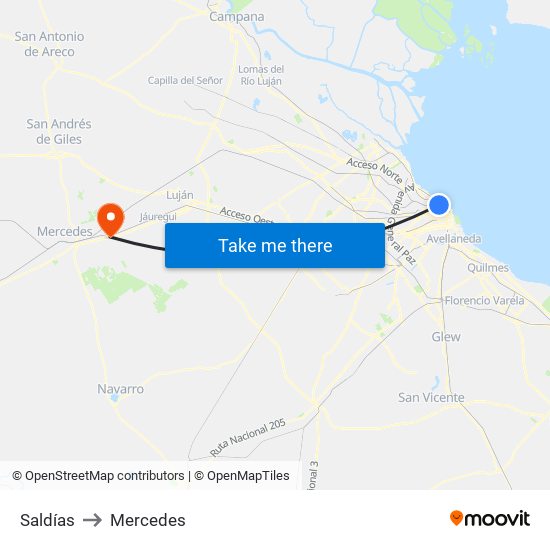 Saldías to Mercedes map