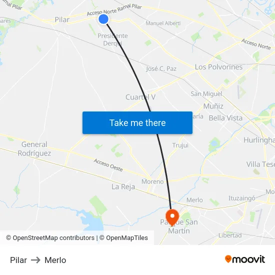 Pilar to Merlo map