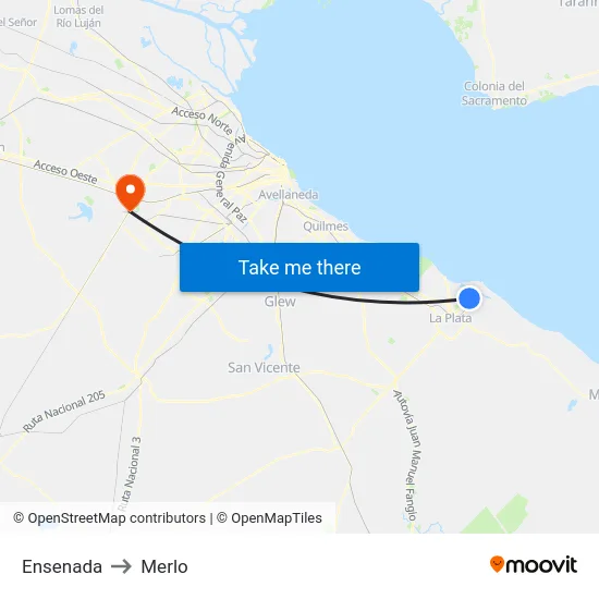 Ensenada to Merlo map