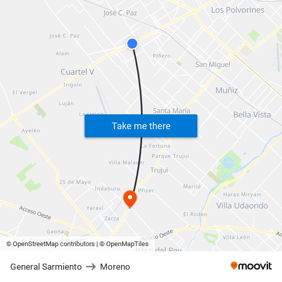 General Sarmiento to Moreno map