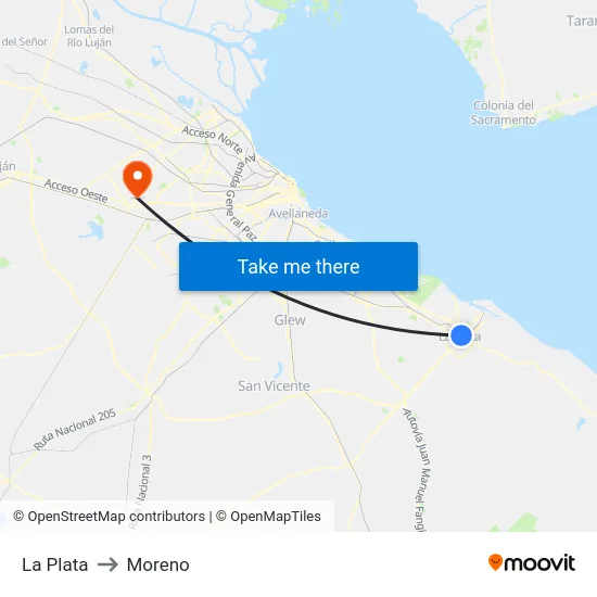 La Plata to Moreno map