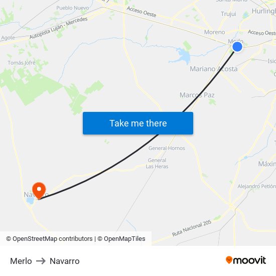 Merlo to Navarro map