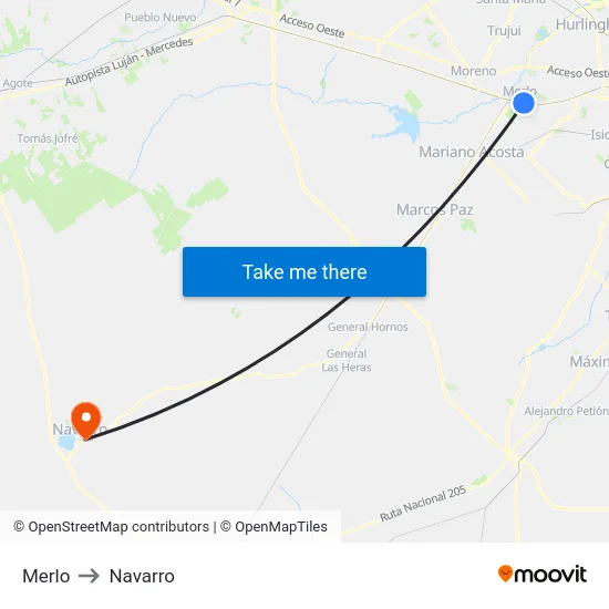 Merlo to Navarro map
