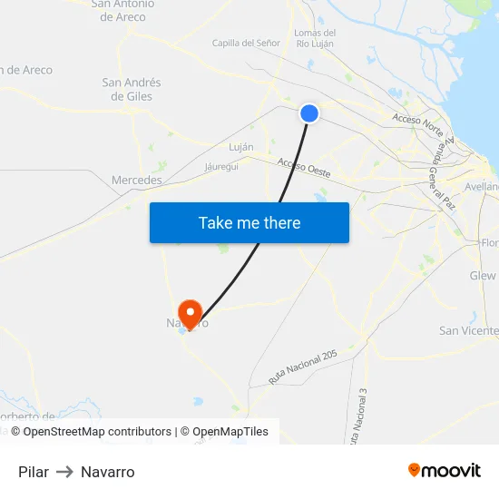 Pilar to Navarro map