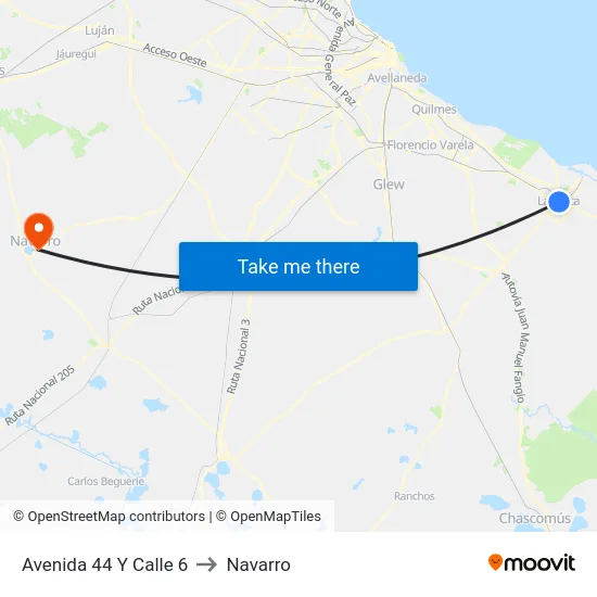Avenida 44 Y Calle 6 to Navarro map