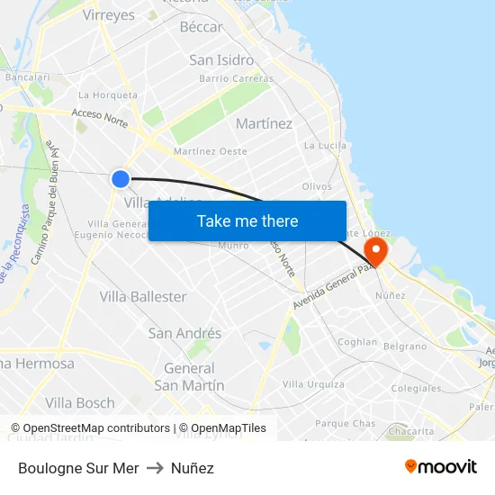 Boulogne Sur Mer to Nuñez map
