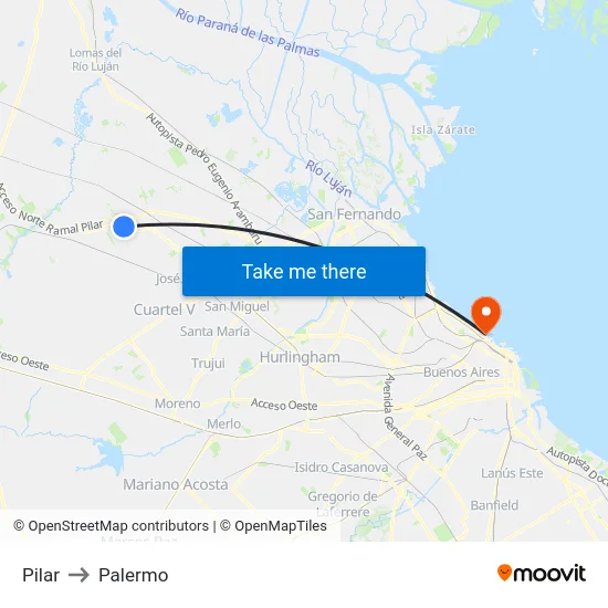 Pilar to Palermo map