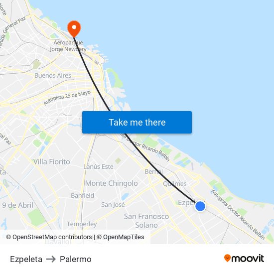 Ezpeleta to Palermo map