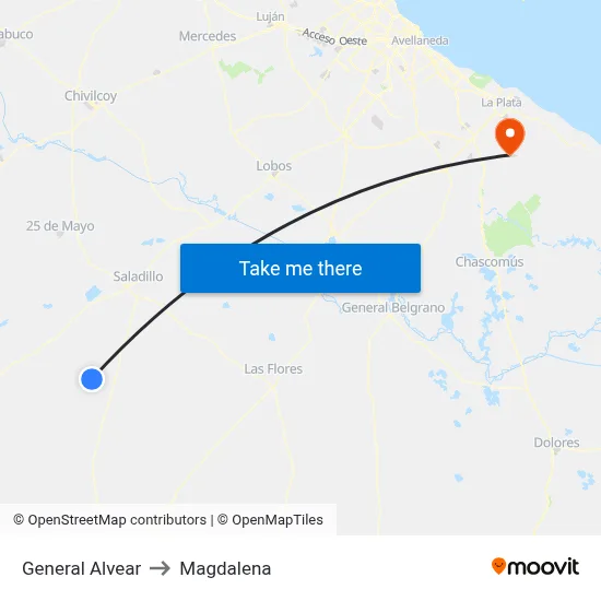 General Alvear to Magdalena map