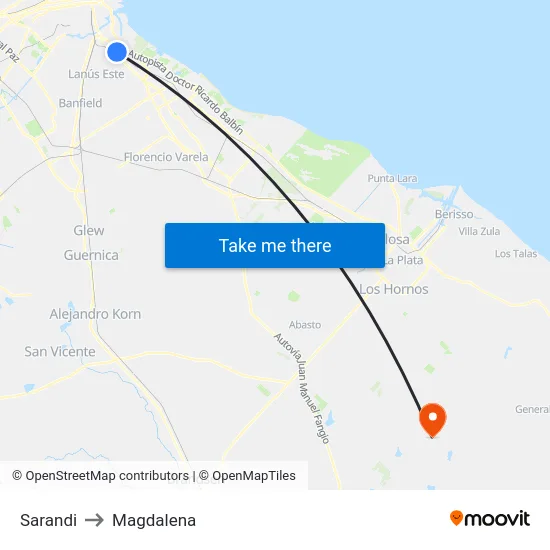 Sarandi to Magdalena map