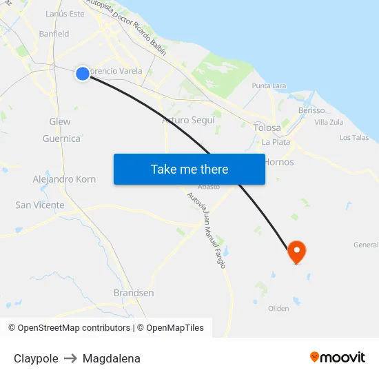 Claypole to Magdalena map