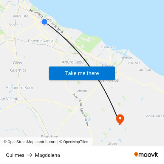 Quilmes to Magdalena map