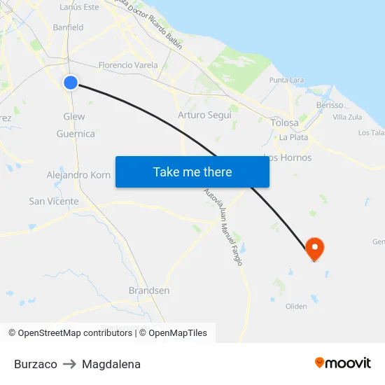 Burzaco to Magdalena map