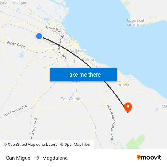 San Miguel to Magdalena map