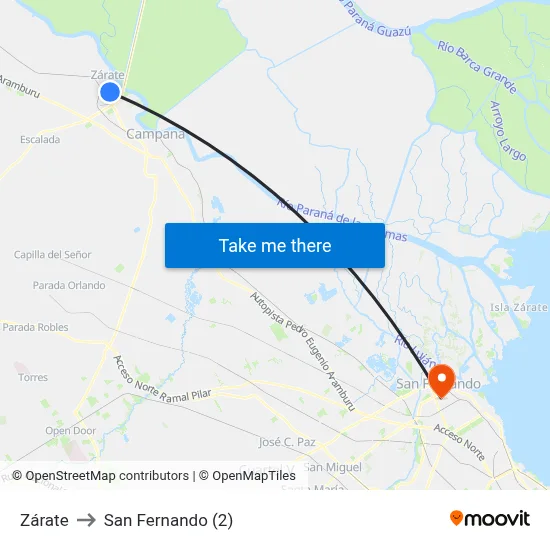 Zárate to San Fernando (2) map
